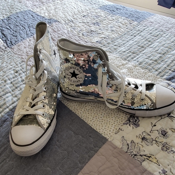 sequin converse high tops